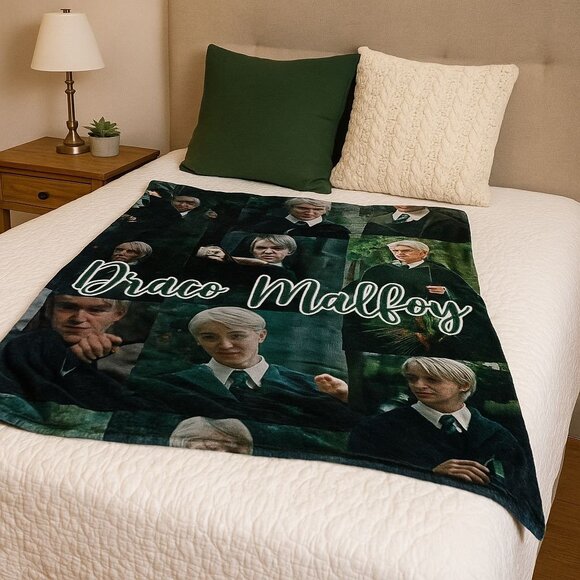 Draco Malfoy Collage Blanket Soft Fleece Throw Slytherin Harry Potter Fan Gift - Picture 1 of 11